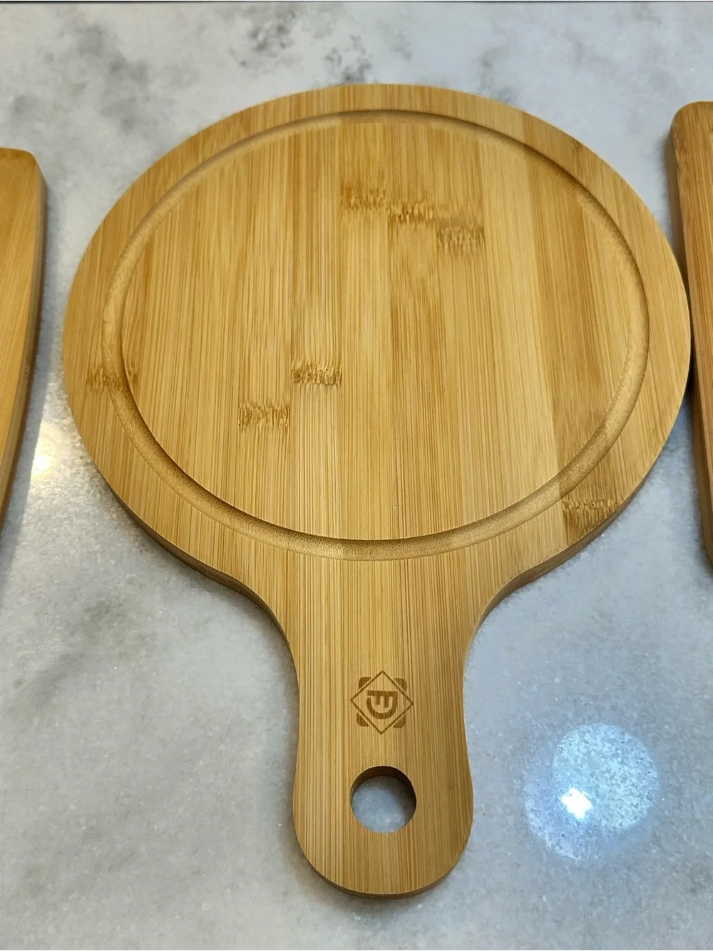 Natural Bamboo Round Cutting & Serving Board Set of 3 - NIB